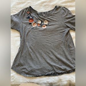 Loft Floral Appliqué Shirt